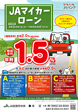 JAマイカーローン4月チラシ